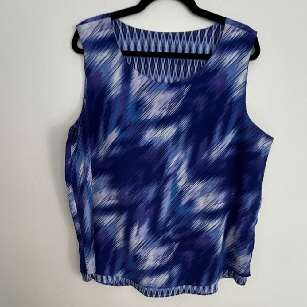 Women's reversible Blue Purple Geometric Abstract Sleeveless Scoop Neck Tank Top